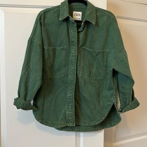 EUC LIKE NEW! Zara Green Denim Shacket Size S
